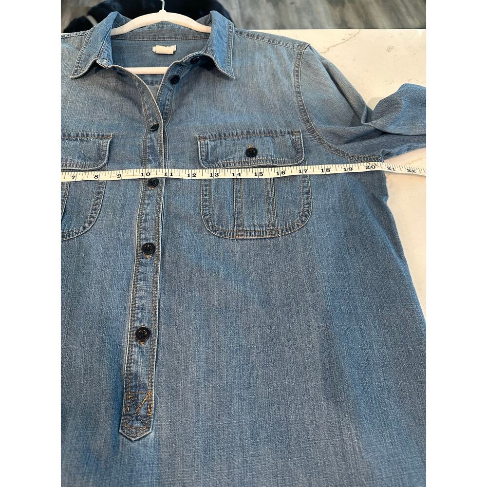 J.Crew Women’s Size 12 Chambray Denim Shirt Dress Tunic Blue Preppy Casual - Picture 7 of 8